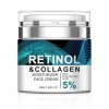 Retinol Cream Hydratant Visage, Crème Anti-âge au Collagène, 5% dacide Hyaluronique, Anti-Rides, Réduit les Ridules, Night R