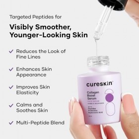 Cureskin Sérum aux peptides de collagène pour femmes, à lacide hyaluronique, Crème visage anti-rides, sérum resserrant les p