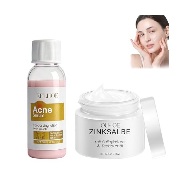 Crème Anti Acné, Acné Soin Localisé, Pommade au Zinc pour le Visage, Crème Anti-Acné pour le Visage, les Fesses, le dos et le