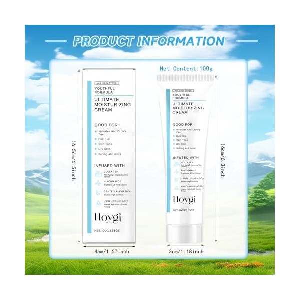 Centella Crème Crème Hydratante Visage Centella Avec Centella Asiatica, Acide Hyaluronique, Acétyl Tripeptide-1, Niacinamide 