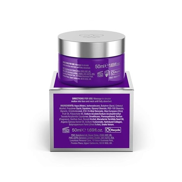 Truephoria Crème hydratante au venin de serpent pour le visage anti-âge avec acide hyaluronique, 50 ml