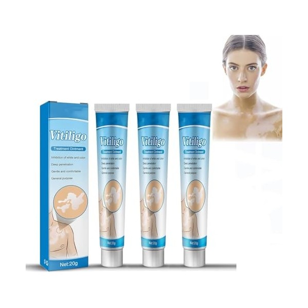 3pcs Vitiligo Cream,Crème De Vitiligo,Crème De Traitement Du Vitiligo,Vitiligo Pommade,Crème De Soin Vitiligo Pour La Peau Vi