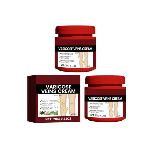 2PC Cream contre les Varicosités, Varicose Vein Repair Crème, pour un Traitement Efficace des Varices Traitement Jambes Crème