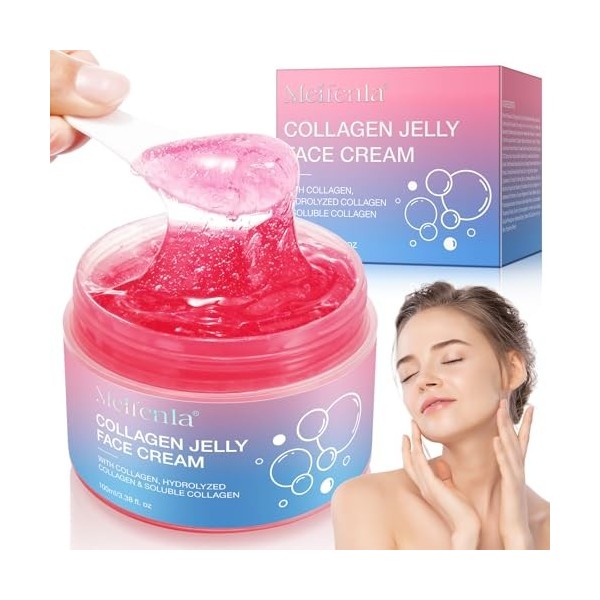 Collagen Jelly Cream, Crème à la Gelée de Collagène, Crème Hydratante Anti-Âge Au Collagène, Niacinamide et collagène hydroly