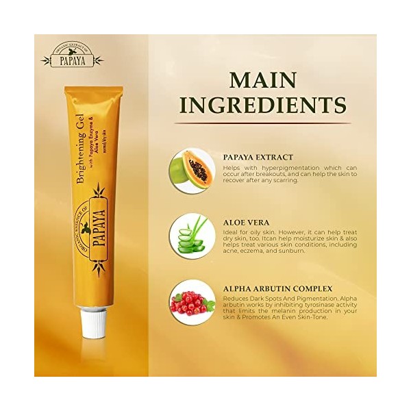 Organic Extract of Papaya Brightening Gel Tube | 30g | 1Oz