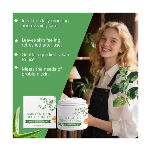 Lot de 2 crèmes pour le visage, hydratantes intenses, avec formule apaisante pour peaux sèches, texture légèrement pénétrante