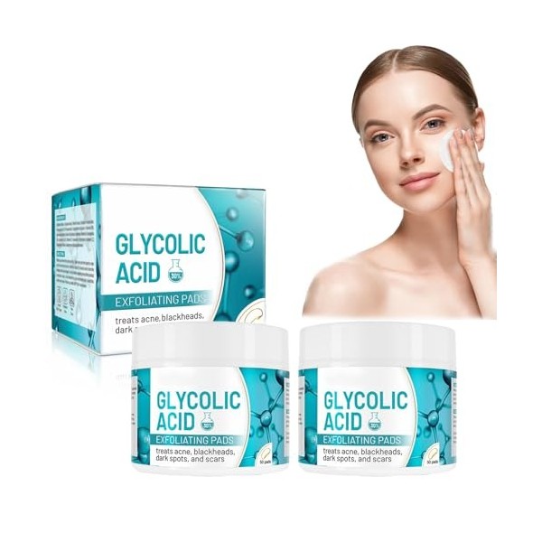 Tkekruh 2PC Tampons Peeling Acide Salicylique 50 Pièces, Cotons Anti-Acné Salicylique, Traitement, Rétrécir Les Pores Et Écla
