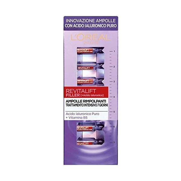 LOréal Paris Ampolle Rimpolpanti Revitalift Filler, Azione Antirughe, Trattamento Intensivo 7 Giorni, 7 X 1Ml