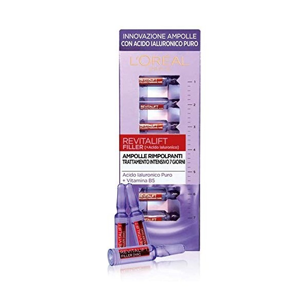 LOréal Paris Ampolle Rimpolpanti Revitalift Filler, Azione Antirughe, Trattamento Intensivo 7 Giorni, 7 X 1Ml