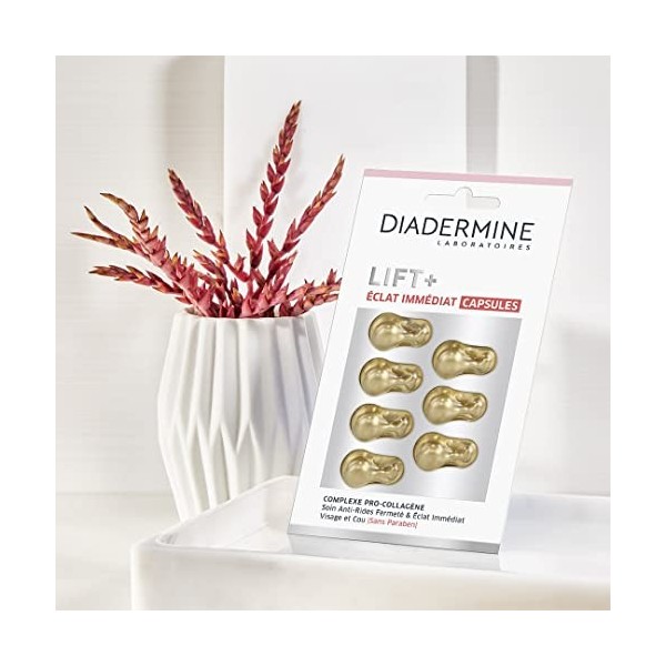 Diadermine Lift+ Capsules Anti-Rides, Visage et Cou Eclat Immediat, 7 x 4ml Lot de 3 Crème Jour et Nuit