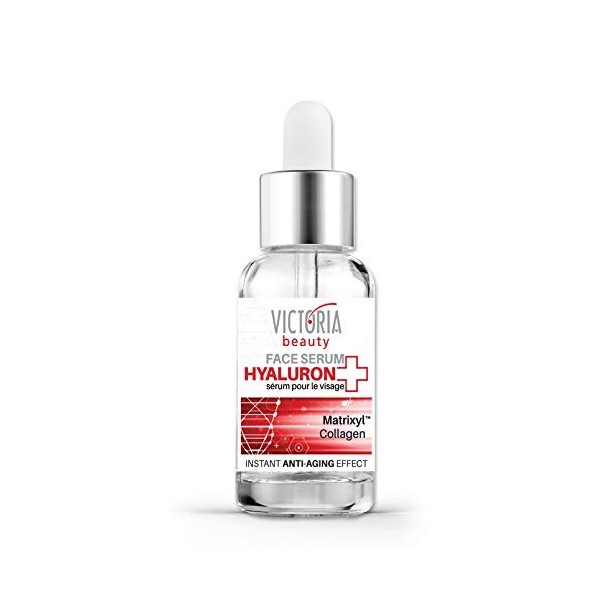 Victoria Beauty Sérum hyaluronique hautement dosé avec collagène, niacinamide et matrixyl 3000, sérum anti-âge pour le visage