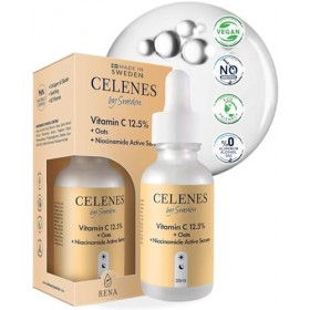 Celenes By Sweden Vitamine C Serum Visage 12,5% , Niacinamide Serum Et Extrait Davoine 30ml - Serum Vitamine C Visage Préve C...