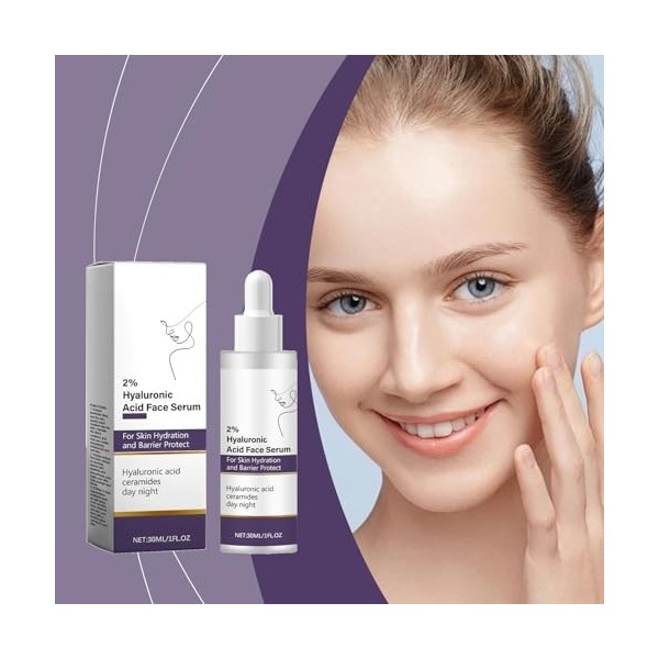 Acid Face Serum Hyaluronique 2% serum visage, sérum visage éclaircissant, soin pour la peau terne Réduit Pores Dilatés Visage