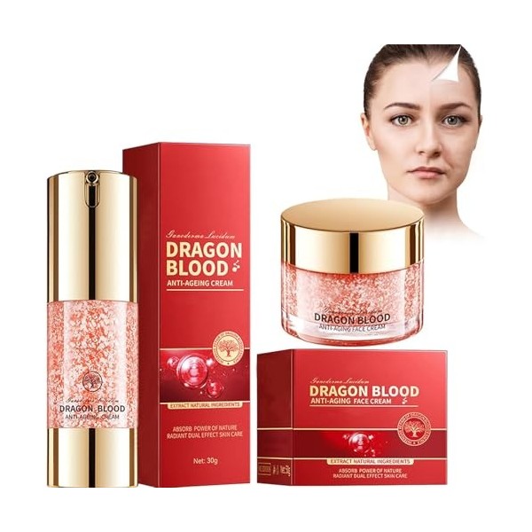 Sérum Anti Rides Dragon Blood+Retinol Placenta Dragon Cream,Sérum De Sang De Dragon,Ganoderma Dragons Blood Sérum Et Crème,Cr