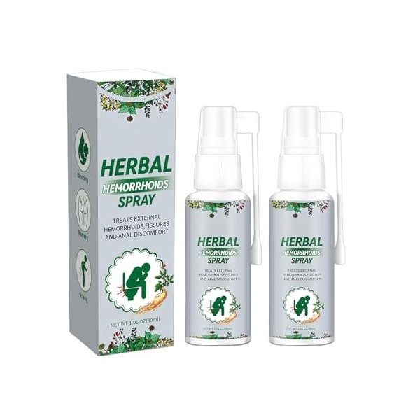 2PC Hémorroïdes Spray,Spray De Traitement Contre Les Hémorroïdes,Skin Therapy Cream, Réduit les Gonflements, Soulage la Doule