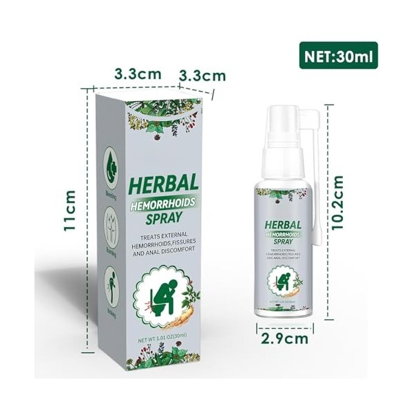 2PC Hémorroïdes Spray,Spray De Traitement Contre Les Hémorroïdes,Skin Therapy Cream, Réduit les Gonflements, Soulage la Doule