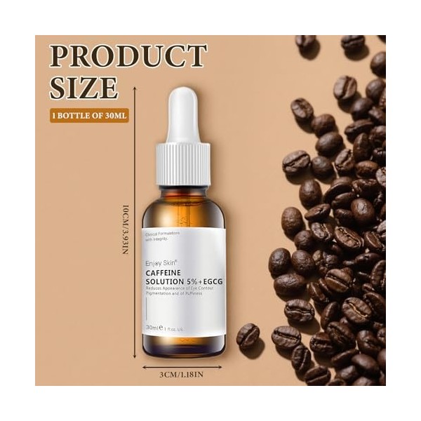 Caffeine Solution 5% + EGCG, Sérum pour les yeux à la caféine, Contour des Yeux Anti Rides, Anti-âge, Aide à Réduire les Cern