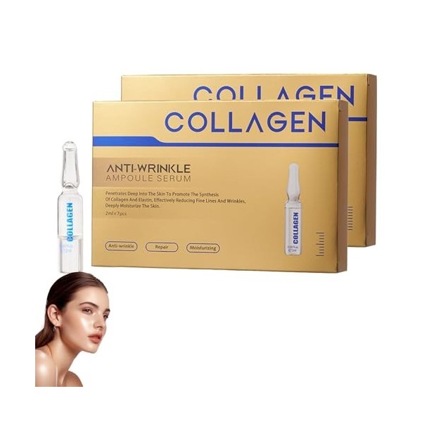 Soin Concentré en Ampoule, Hydratation Intensive et Lissage des Ridules, Effet Repulpant Immédiat et Durable, Texture Fluide