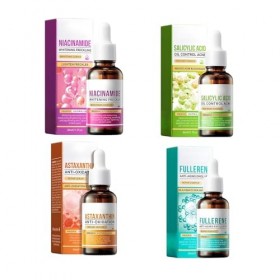 4pc Niacinamide Whiten Anti-Freckle Facial Serum, Anti-Aging Emollient, Astaxanthin Anti-Oxidation, Salicylic Acid Oil Contro
