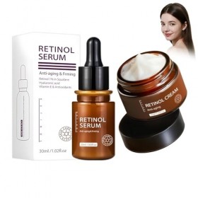 Set Crème Et Essence Anti-Âge Au Rétinol Pour Le Visage, Essence De Rétinol,Moisturizing Firming Cream, Réduit les Ridules, H