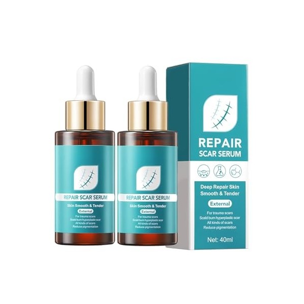 Sérum anti-cicatrices 2pc, Hydrate et nourrit, éclaircit le teint, adoucit la peau, nourrit, lisse le grain de peau, atténue 