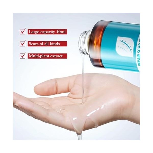 Sérum anti-cicatrices 2pc, Hydrate et nourrit, éclaircit le teint, adoucit la peau, nourrit, lisse le grain de peau, atténue 