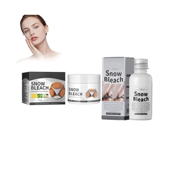 Set Snow Bleach Cream, Crème Éclaircissante Intime, Moisturizing Firming Cream Pour Les Parties Intimes, Éclaircit le Teint,