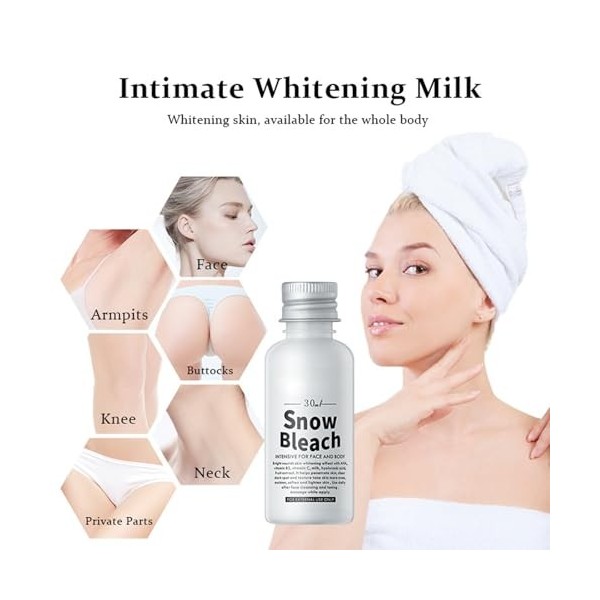 Set Snow Bleach Cream, Crème Éclaircissante Intime, Moisturizing Firming Cream Pour Les Parties Intimes, Éclaircit le Teint,