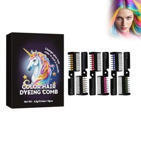 Set de 6 bâtons de coloration colorée, peigne pliant jetable pour coloration des cheveux, Craie Pour Cheveux, Noël Decoration