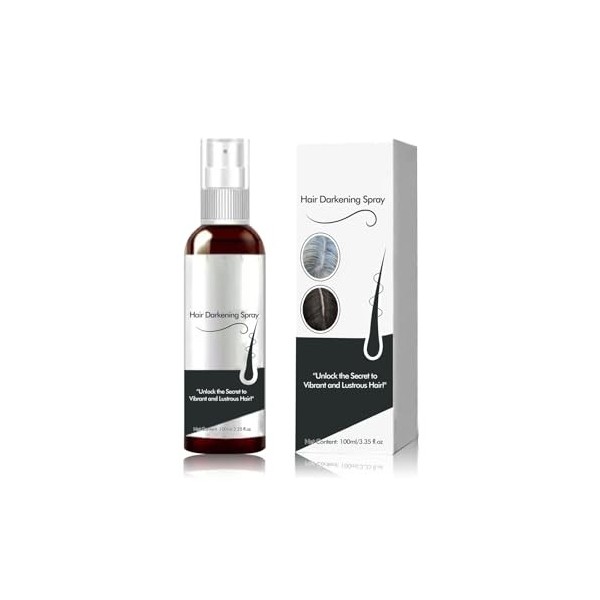 Spray Colorant pour Cheveux Noirs 100ml,Teinture Capillaire Rapide, Couvrir les Cheveux Gris et Épaissir et Nourrir les Racin
