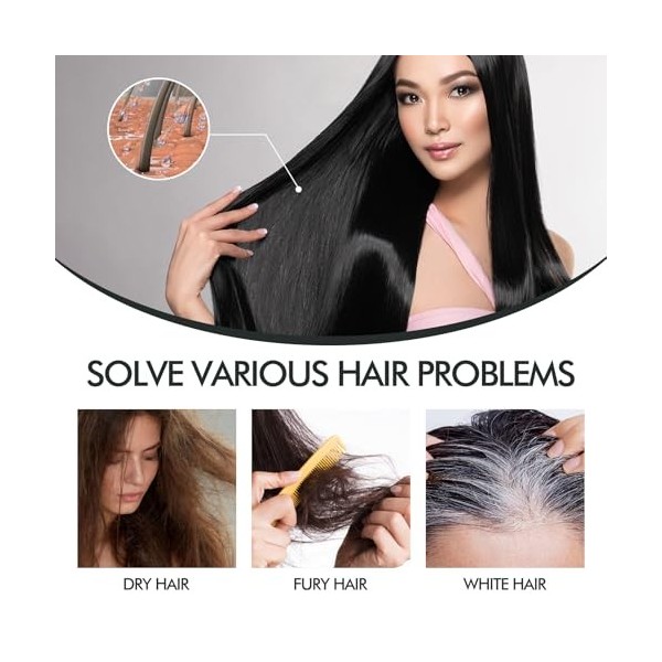 Spray Colorant pour Cheveux Noirs 100ml,Teinture Capillaire Rapide, Couvrir les Cheveux Gris et Épaissir et Nourrir les Racin