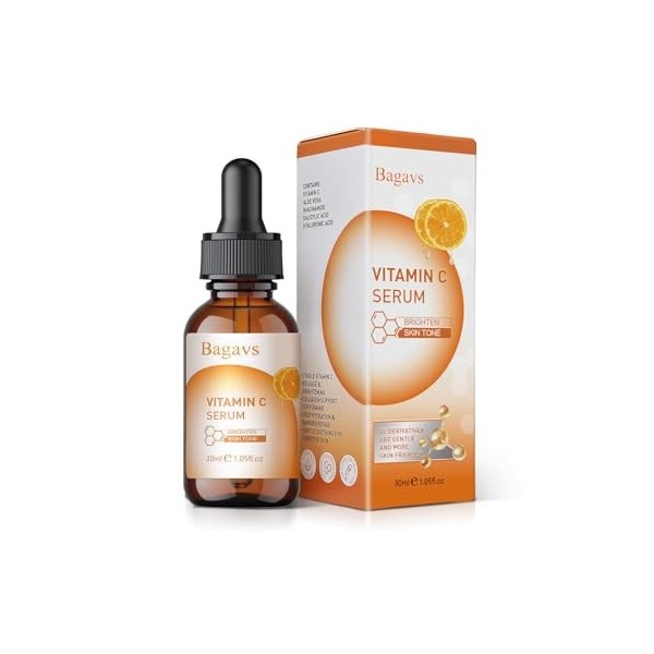 Vitamine C Sérum Visage avec Acide Salicylique,Collagene et Acide Hyaluronique,Niacinamide,peut être utilisé pour le Contour 