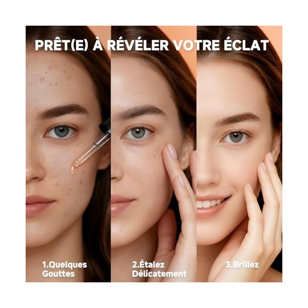 Vitamine C Sérum Visage avec Acide Salicylique,Collagene et Acide Hyaluronique,Niacinamide,peut être utilisé pour le Contour 