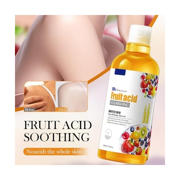 Sérum Dacide De Fruit, 500ml Sérum Pour Le Visage Et Le Corps, Hydratant Naturel, Absorption Rapide, Améliore Le Teint Ennuy
