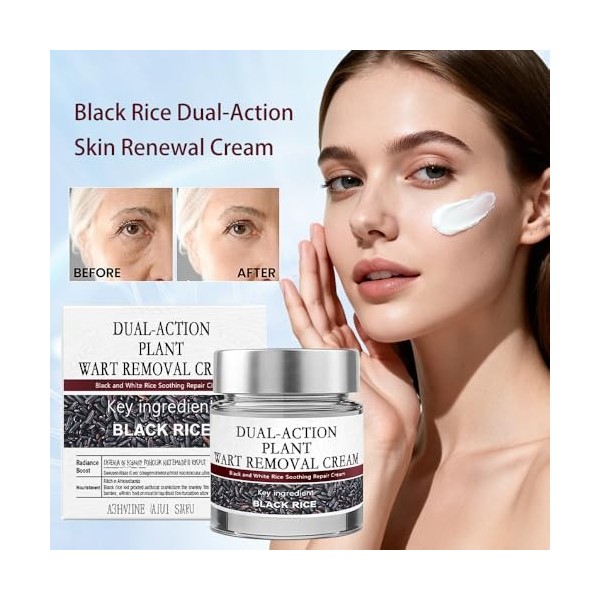 HASAIKA® Crème hydratante au riz noir, Crème régénérante double action, Convient à tous les types de peau, Améliore la barriè