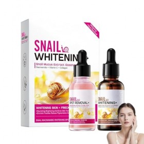 Lot de 2 sérums éclaircissants pour le visage Escargot & Niacinamide - Éclaircissement de la peau et réduit les taches - 30 m