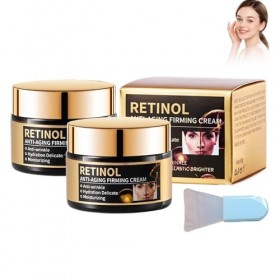 Lot de 2 crèmes au rétinol pour le visage - Soin intensif et raffermissant au rétinol - Contre les rides profondes, les ridul