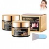 Lot de 2 crèmes au rétinol pour le visage - Soin intensif et raffermissant au rétinol - Contre les rides profondes, les ridul