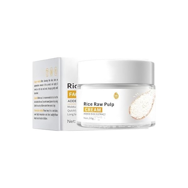 2PC Crème Blanchissante Riz, Crème Visage Au Riz, Moisturizing Firming Cream, Hydratation, Raffermissant & Éclaircissant, Las