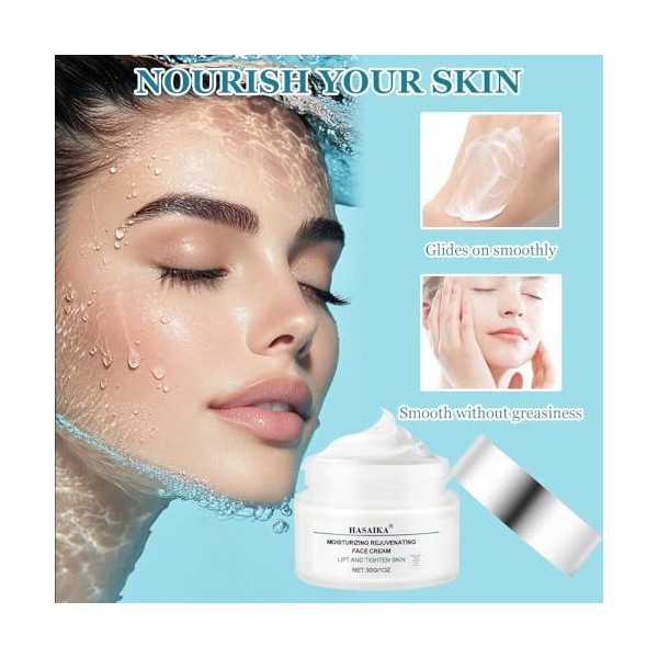 HASAIKA® Crème Antirides Raffermissante, Creme Hydratante Visage, réduit les rides et raffermit la peau, convient à tous les 