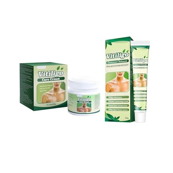 Set Vitiligo Pommade,Vitiligo Cream,Skin Therapy Cream,Traitement Des Taches Blanches Sur La Peau Réduit La Leucoplasie, Trai