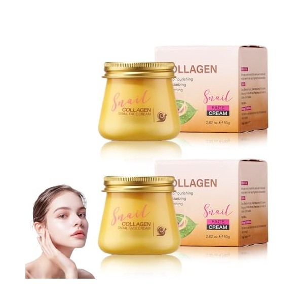 Crème au collagène descargot - Soin hydratant anti-rides - Crème raffermissante pour toutes les peaux - Effet éclaircissant 