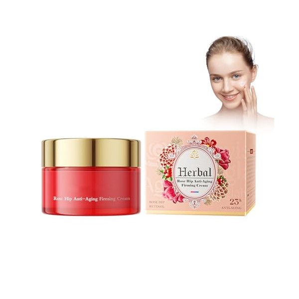 Crème anti-rides, 30 g, crème de jour rose pour femme, crème pour le visage avec effet relaxant, soin de la peau anti-âge ave