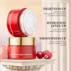 Crème anti-rides, 30 g, crème de jour rose pour femme, crème pour le visage avec effet relaxant, soin de la peau anti-âge ave