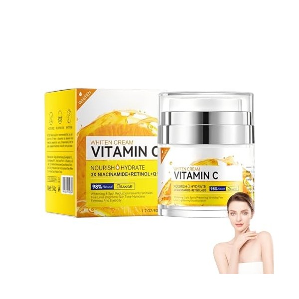 Crème hydratante au collagène avec effet anti-rides - Hydratante intense, réduit les rides et ridules, raffermit la peau, lai...