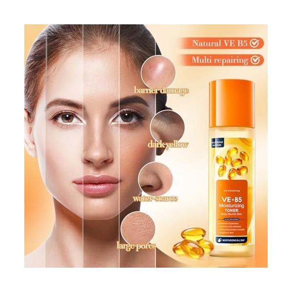Facial B5 Toner apaisant 120 ml Hydratant Barrière de Lumière Vitamine E Glow Booster Liquide pour peaux sèches et déshydraté