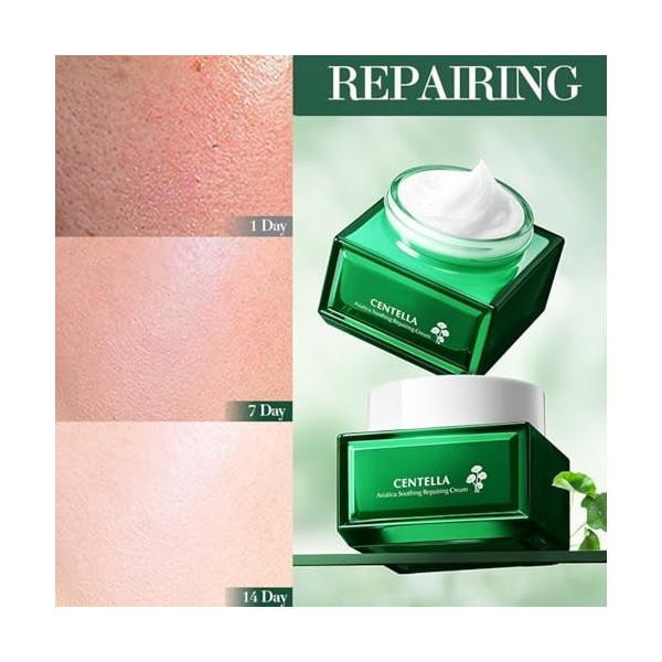 Crème hydratante Centella - 60 g - Gel apaisant - Crème concentrée et réparatrice - Avec Centella Asiatica - Pour un soin opt