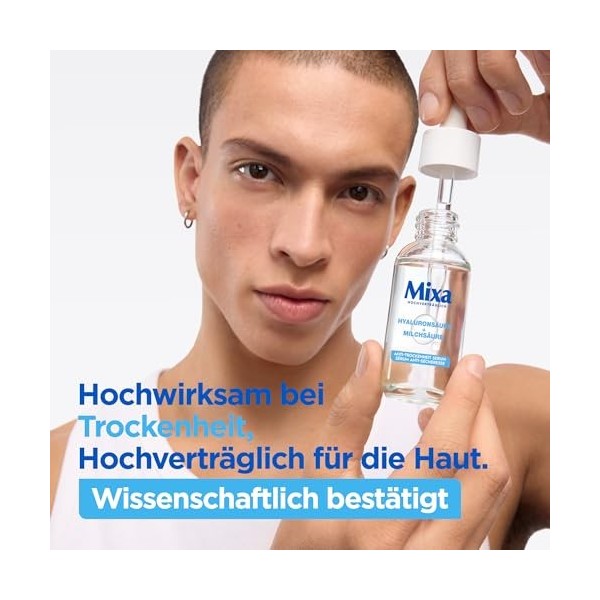 Mixa Sérum anti-sécheresse pour peaux sèches et sensibles, avec acide salicylique et squalane, convient pour le visage et le 