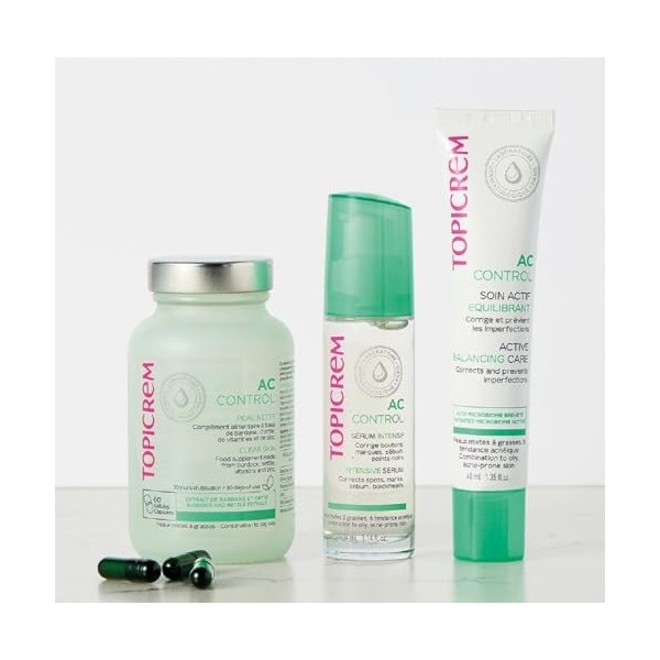Topicrem - Sérum Intensif AC CONTROL - Soin Anti Imperfections, Régulateur de Sébum et Marques Résiduelles - Peaux Sensibles 