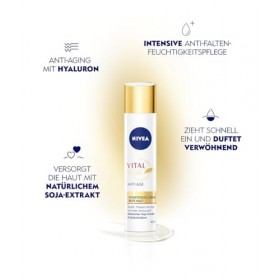 NIVEA Vital SOJA Sérum raffermissant anti-âge, sérum hydratant intense pour peaux matures à lextrait naturel de soja, soin d